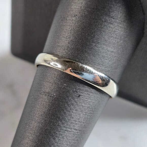 Mens Vintage Estate 10K White Gold Band Wedding Ring 2.2g E5413